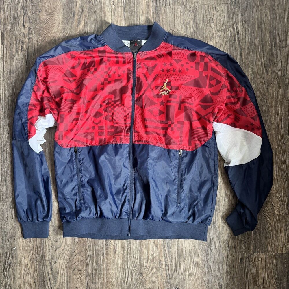 Nike Air Jordan Flight Legacy FIBA Jacket Red/White/Blue CJ9082-451 Men’s Medium